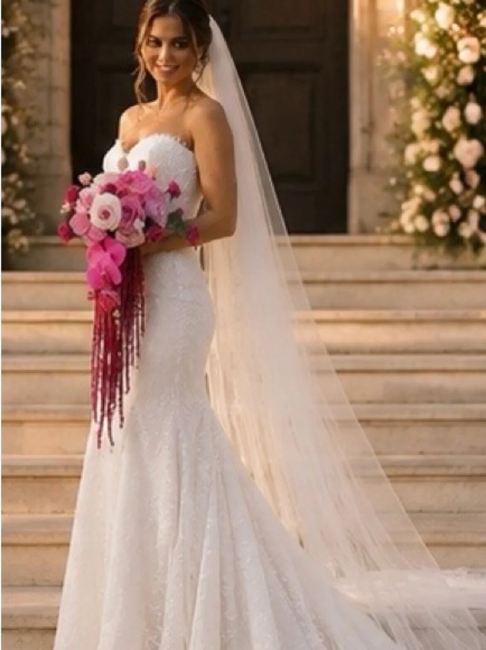 Elegant Pink Faux Floral Bouquet Bridal